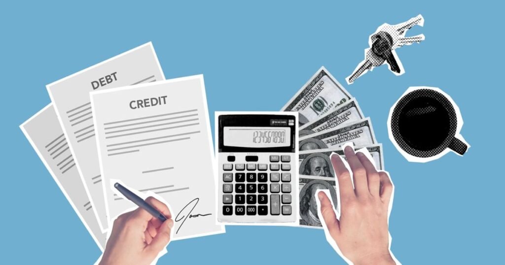 How to avoid foreclosure in Texas – credit and debt papers, a calculator and cash laid out for a household budget